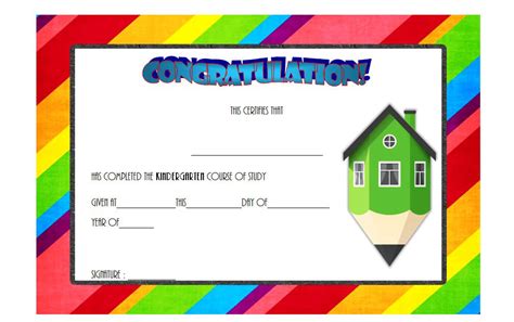 Kindergarten Diploma Certificate Templates 10 Designs Free Preschool