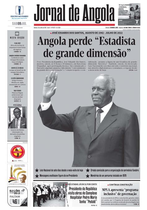 Jornal De Angola Sábado 09 De Julho De 2022