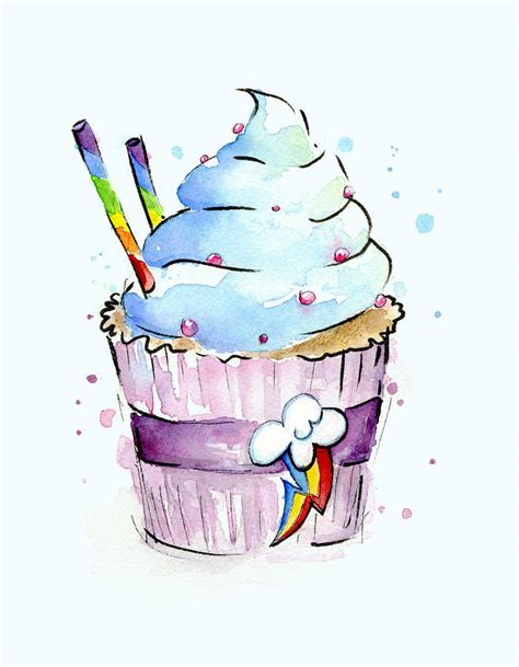 Rainbow Dash Themed Cupcake Painting By Olga Shvartsur Pixels Merch