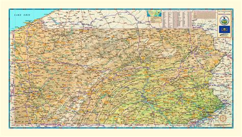 Physical Map Of Pennsylvania Ezilon Maps