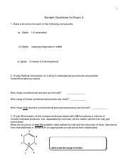 OCHEM Sample Question Test 4 Pdf 1 Sample Questions For Exam 4 1