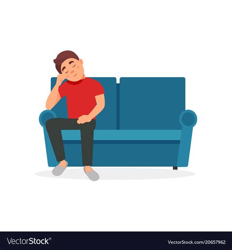 Tired Man Sitting On The Sofa Royalty Free Vector Image
