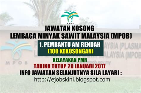 Jawatan kosong majlis getah malaysia, berminat mohon online sekarang april 5, 2021. Jawatan Kosong Lembaga Minyak Sawit Malaysia (MPOB) - 20 ...