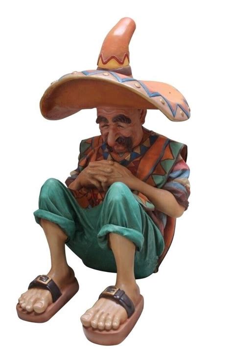 Mexican Taking Siesta In Sombrero And Poncho Fiesta Prop Life Size