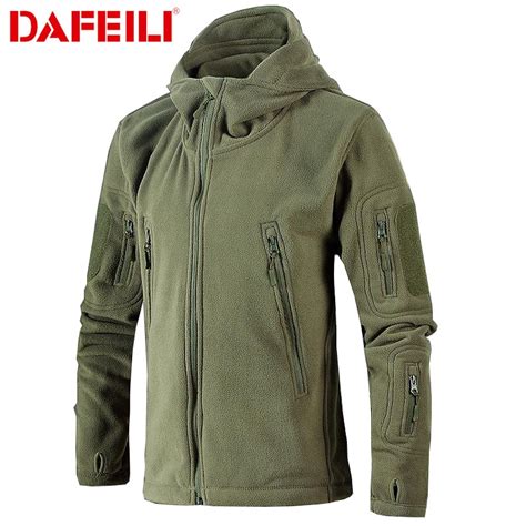 Carwornic Mens Military Tactical Fleece Jacket Warm Multi Pockets