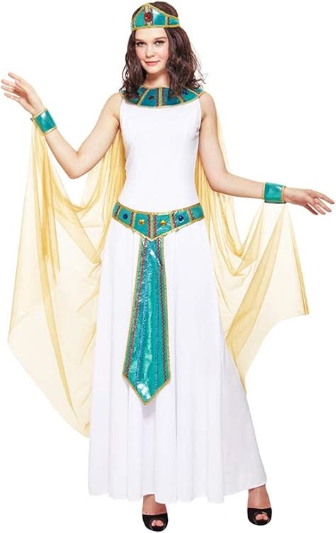 das kostümland deluxe cleopatra nilkönigin kostüm für damen weiß türkis wunderschöne 3 tlg