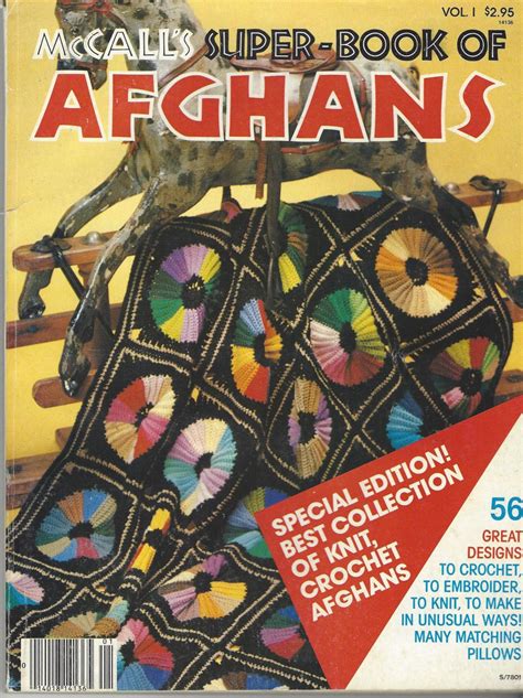 1970s Mccalls Super Book Of Afghans Magazine Crochet Knit 56 Great