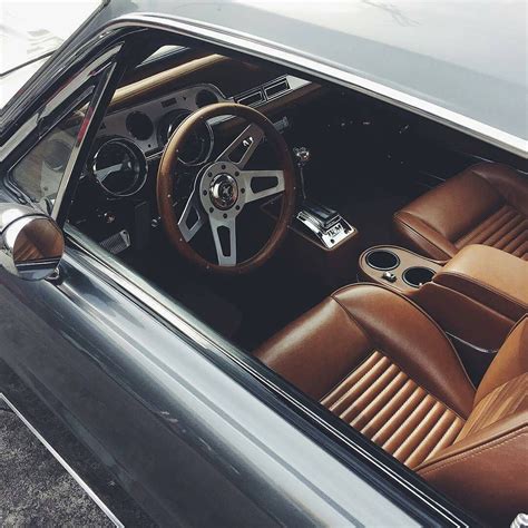 67 Mustang Fastback Grey With Brown And Black Interior Custom Seats