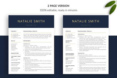 Two Page Resume Template