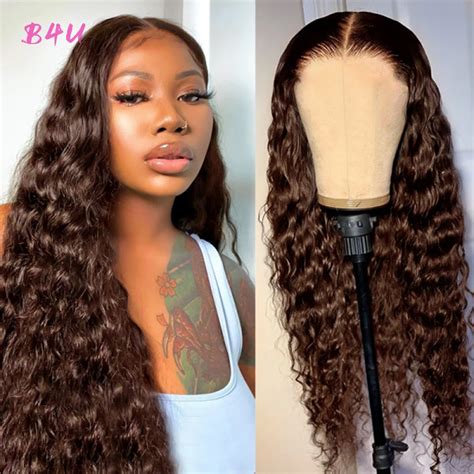 Chocolate Brown Straight Lace Front Wig Colored Human Hair Wigs For