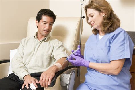 Patient Receiving Chemotherapy Through Iv Drip Stock Photo Image Of