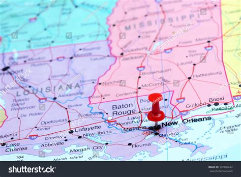New Orleans Pinned On Map Usa Stock Photo 247887622 Shutterstock