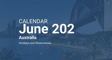 June 202 Calendar Australia