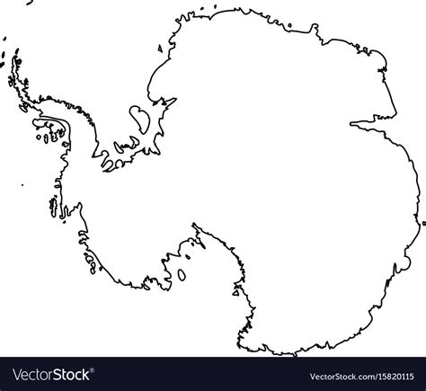 Map Of Antarctica Black Outline High Detailed Vector Image