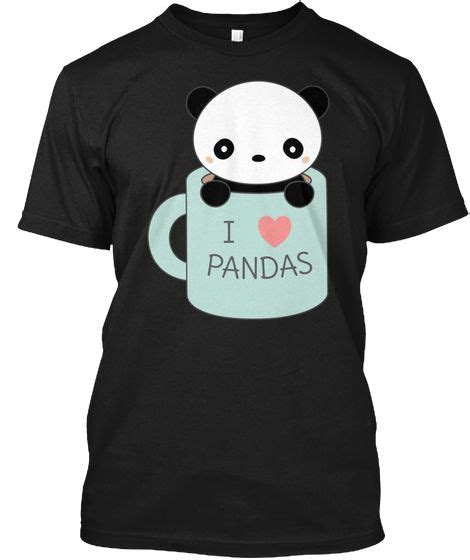 Kawaii Cute I Love Pandas Black T Shirt Front Kawaii Cute Cute