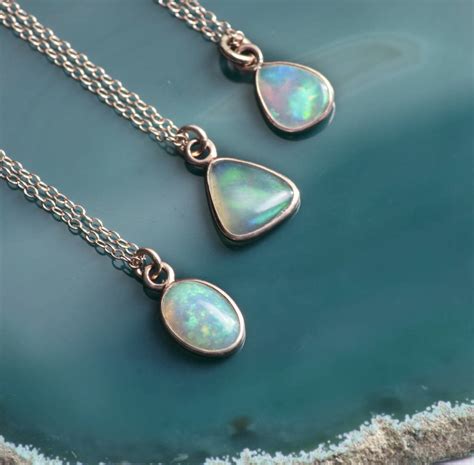 Welo Opal October Birthstone Rose Gold Plated Necklace By Embers