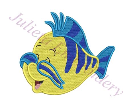 Flounder The Little Mermaid Fill Embroidery Design 03 Etsy In 2021
