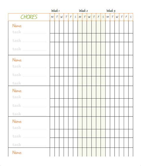 Customizable Chore Chart Template Excel Template Resume Examples