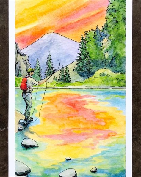 Catch And Release Fly Fishing Watercolor Print Watercolor Etsy
