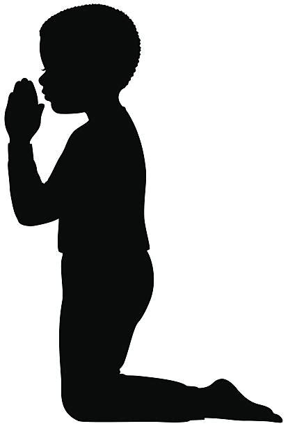 Silhouette Of A Kneeling Prayer Illustrations Royalty Free Vector