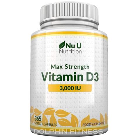 Nu U Nutrition Max Strength Vitamin D3 3000 Iu 365 Softgel Capsules