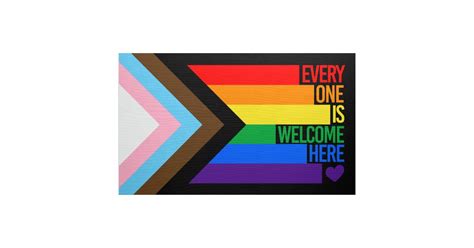 Everyone Is Welcome Here Progress Pride Flag Fabric Zazzle