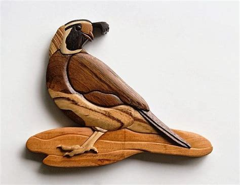 California Quail Intarsia Wall Hanging Bird Wood By Entwoodcrafts