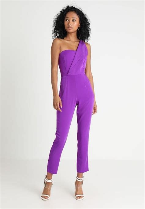 Lavish Alice One Shoulder Fold Detail Tapered Jumpsuit Bright Purple Zalandobe Jumpsuit