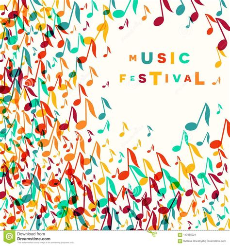 Colorful Music Festival Notes Background Vector Illustration Stock
