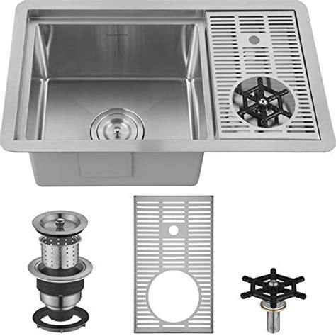 Aguastella As1514xss Bar Sink With Glass Rinser Stainless Steel