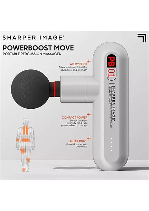 Sharper Image Powerboost Move Deep Tissue Portable Percussion Massager Massage Gun W 4