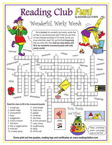 April Fools Day With Fun Words Crossword Puzzle Teaching Resources