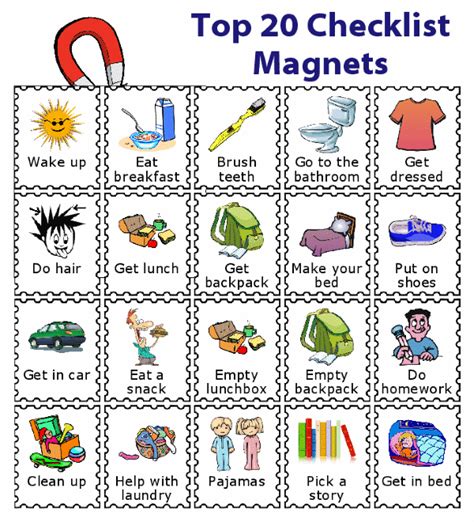 20 Printed Magnets For Kids Kids Routine Chart Kids Schedule Chores