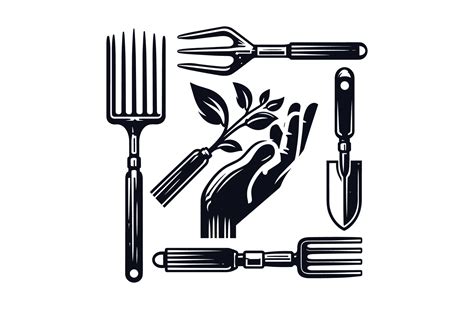 Ai Generated Hand Fork Farm Tools Illustration Silhouette Png File