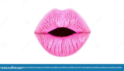 Beauty Lips Beautiful Lip Bright Pink Lipstick Close Up Macro