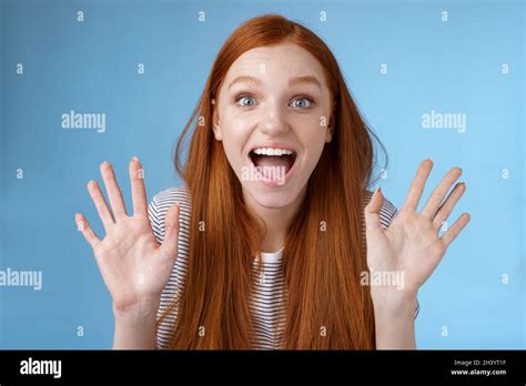 Excited Charismatic Happy Lively Redhead Young Funny Woman Smiling