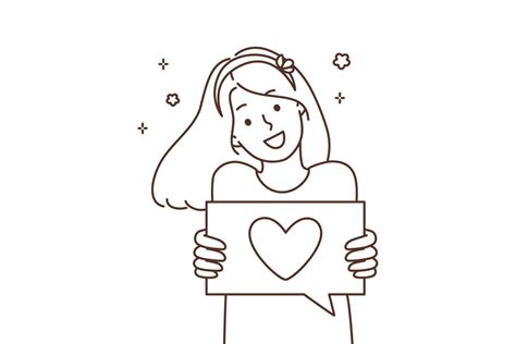 Sonriente Niña Espectáculo Corazón Dibujo En Papel Compartir Amor Y