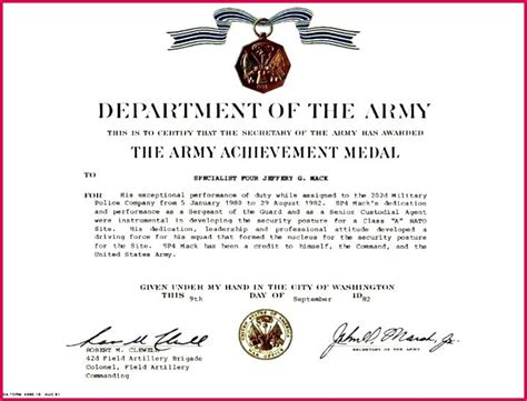 Amazing Certificate Of Achievement Army Template In 2021 Certificate