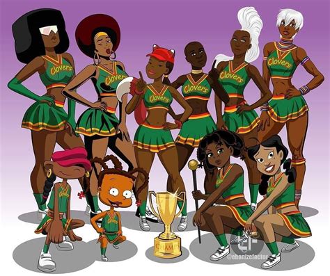 the best brown skin female cartoon cheerleading squad black love art black girl art black