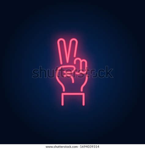 Peace Neon Sign Glowing Hand Two Stock Vector Royalty Free 1694039314