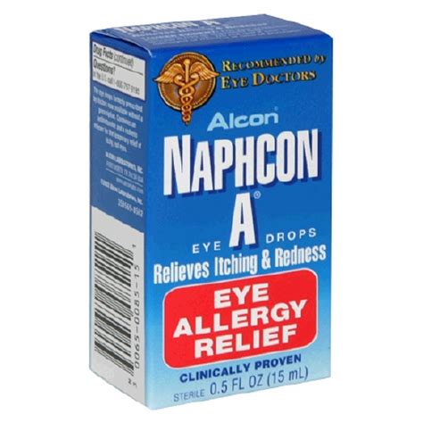 Hinders allergic reactions by limiting the release of chemicals that cause inflammation. Naphcon A - Antihistamine Eye Drops - 0.5 oz. - Drop ...