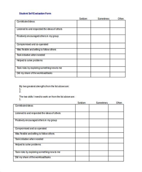 Free 18 Self Evaluation Form Samples And Templates In Pdf Ms Word