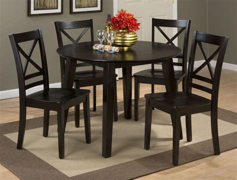 Simplicity Espresso Extendable Round Drop Leaf Dining Room Set From