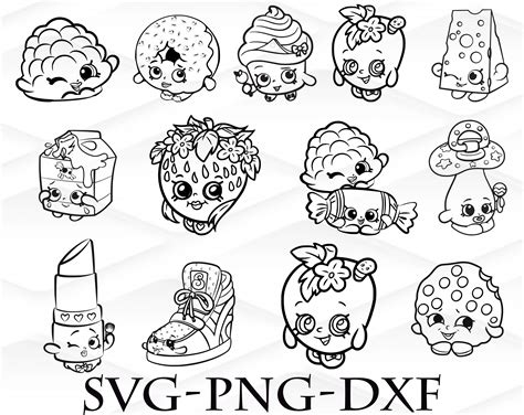 Shopkins Bundle Outline Svg Png Dxf Shopkins Svg Png Dxf Etsy