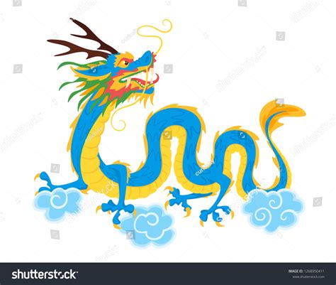 Chinese Traditional Dragon Clouds Illustration Isolated Stock Vector