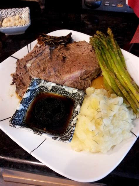 The big, beefy cut is traditionally roasted slow and low and served with au jus and horseradish sauce. Our Prime Rib dinner...medium rare prime rib, fresh au ...