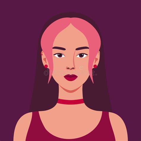 Portrait Of A Beautiful Informal Young Woman With Pink Hair Avatar For