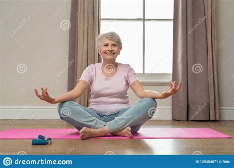 Senior Woman Doing Yoga Stock Image Image Of Retired 125354571