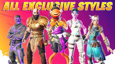 All Skins Exclusive Styles Fortnite Battle Royale Youtube