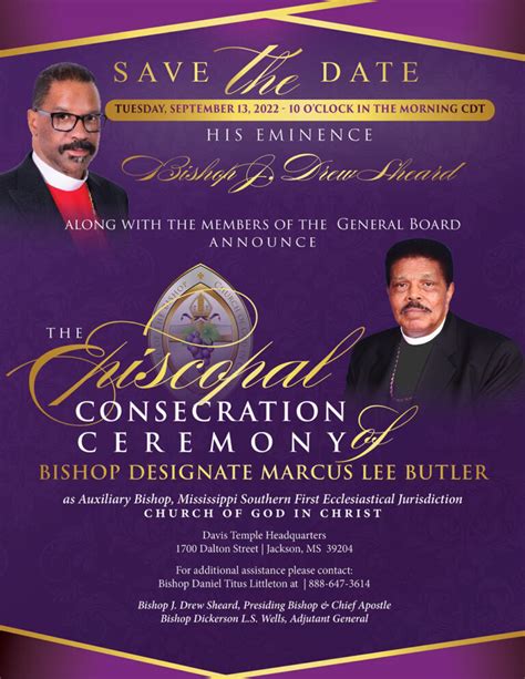 Episcopal Consecration Of Bishop Designate Marcus Lee Butler Church Of God In Christ